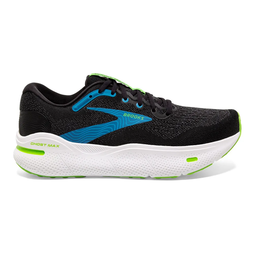 Men's Brooks Ghost Max, Black/Atomic Blue/Jasmine, 13 2E Wide