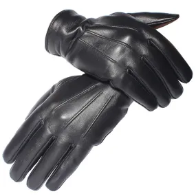 Men's Fashion Real Sheepskin Leather Wool Lining Winter Warm Driving Gloves