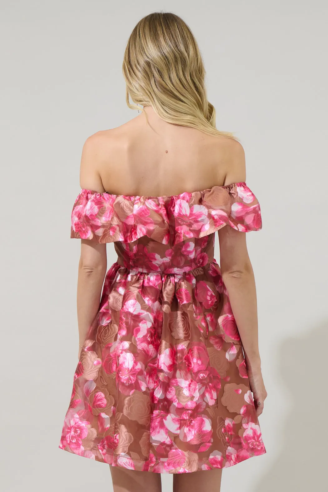 Mersin Floral Off the Shoulder Mini Dress