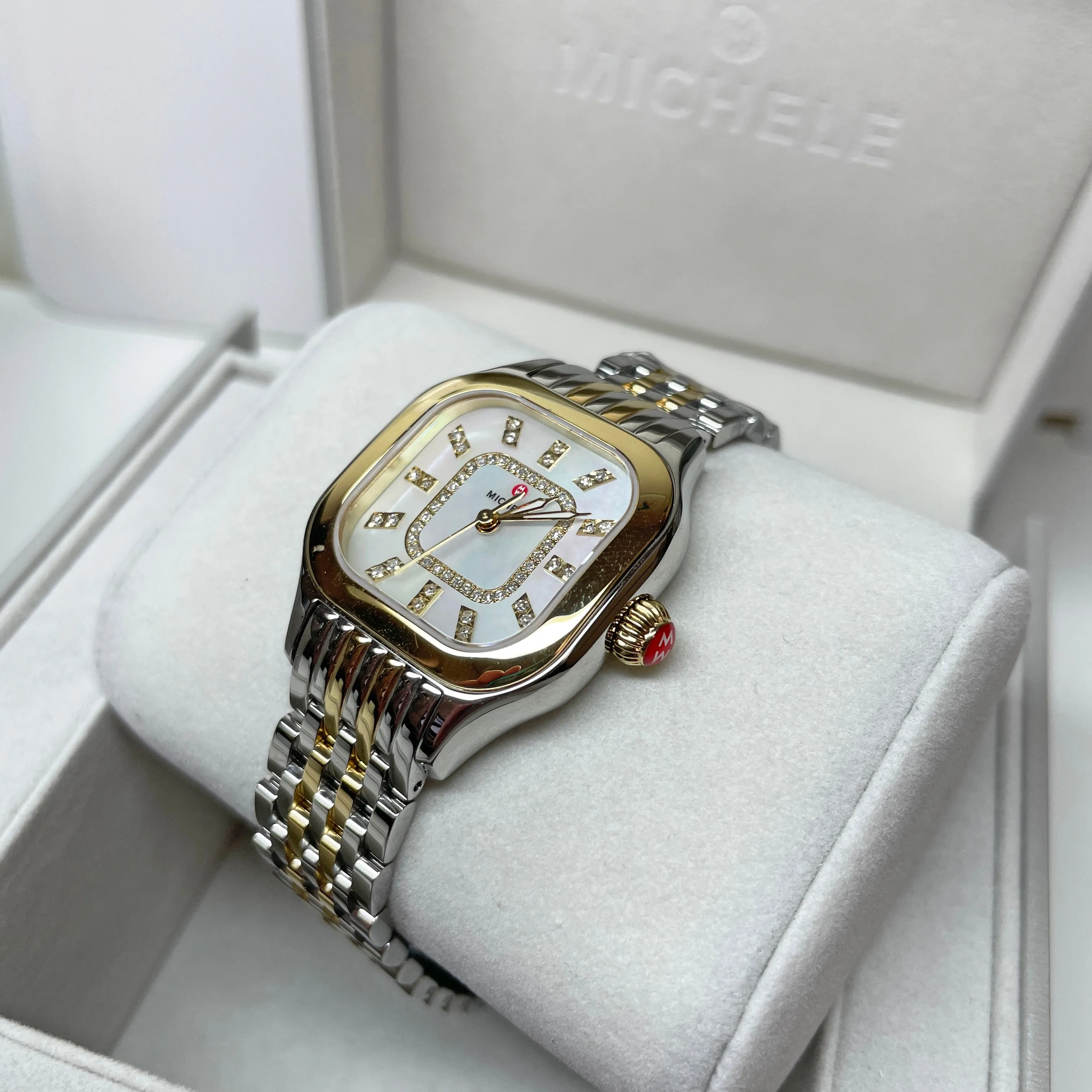 Michele Meggie Two-Tone 18K Gold-Plated Diamond Dial Watch MWW33B000009