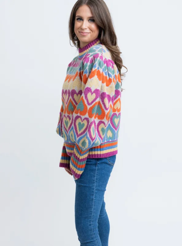 Multi Heart Novelty Sweater