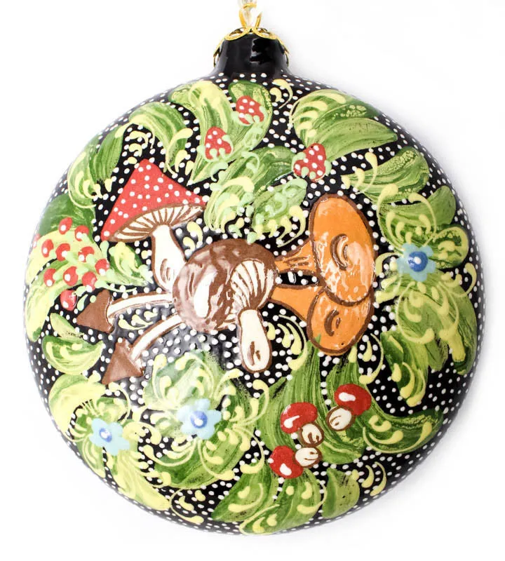 Mushroom Parade Large Round Ceramic Ornament