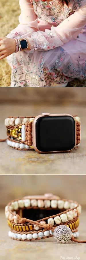 Natural Howlite & Picture Jasper Apple Watch Band