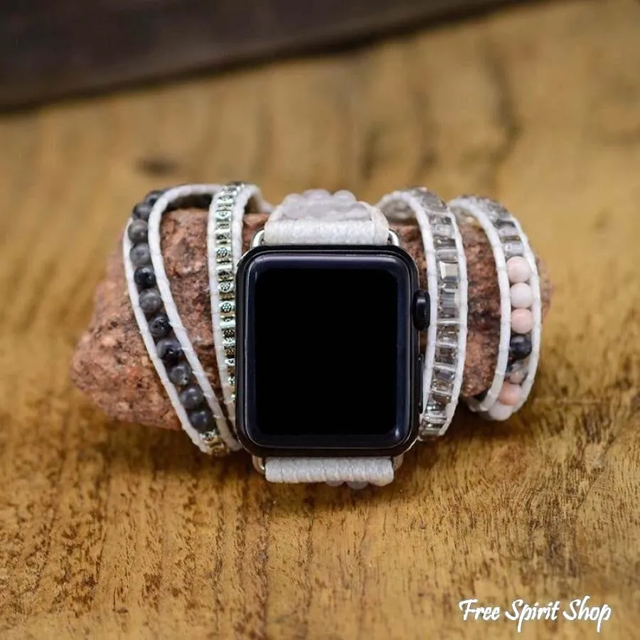 Natural Rhodonite & Labradorite Beaded Apple Watch Band