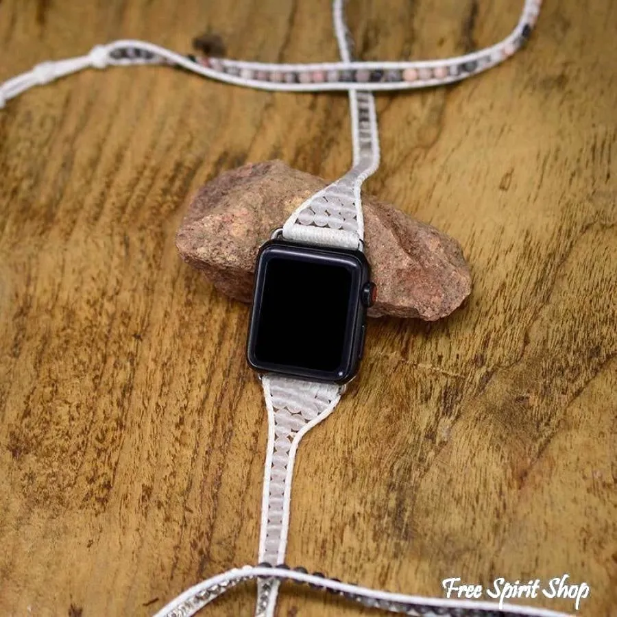 Natural Rhodonite & Labradorite Beaded Apple Watch Band