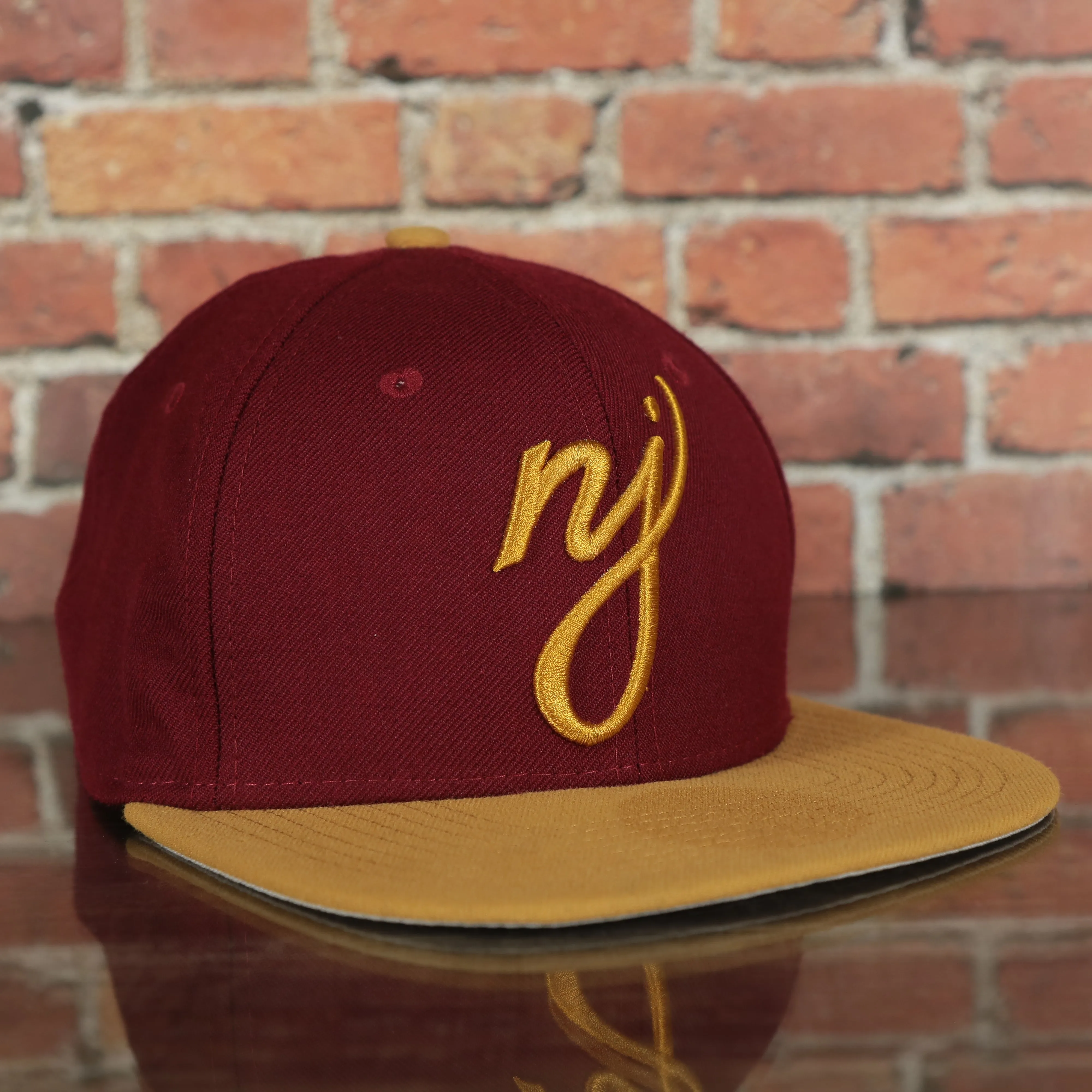 New Jersey NJ Hat | New Jersey Garden State 9Fifty Gray Bottom Snapback Hat | Maroon / Gold *DISCOLORED