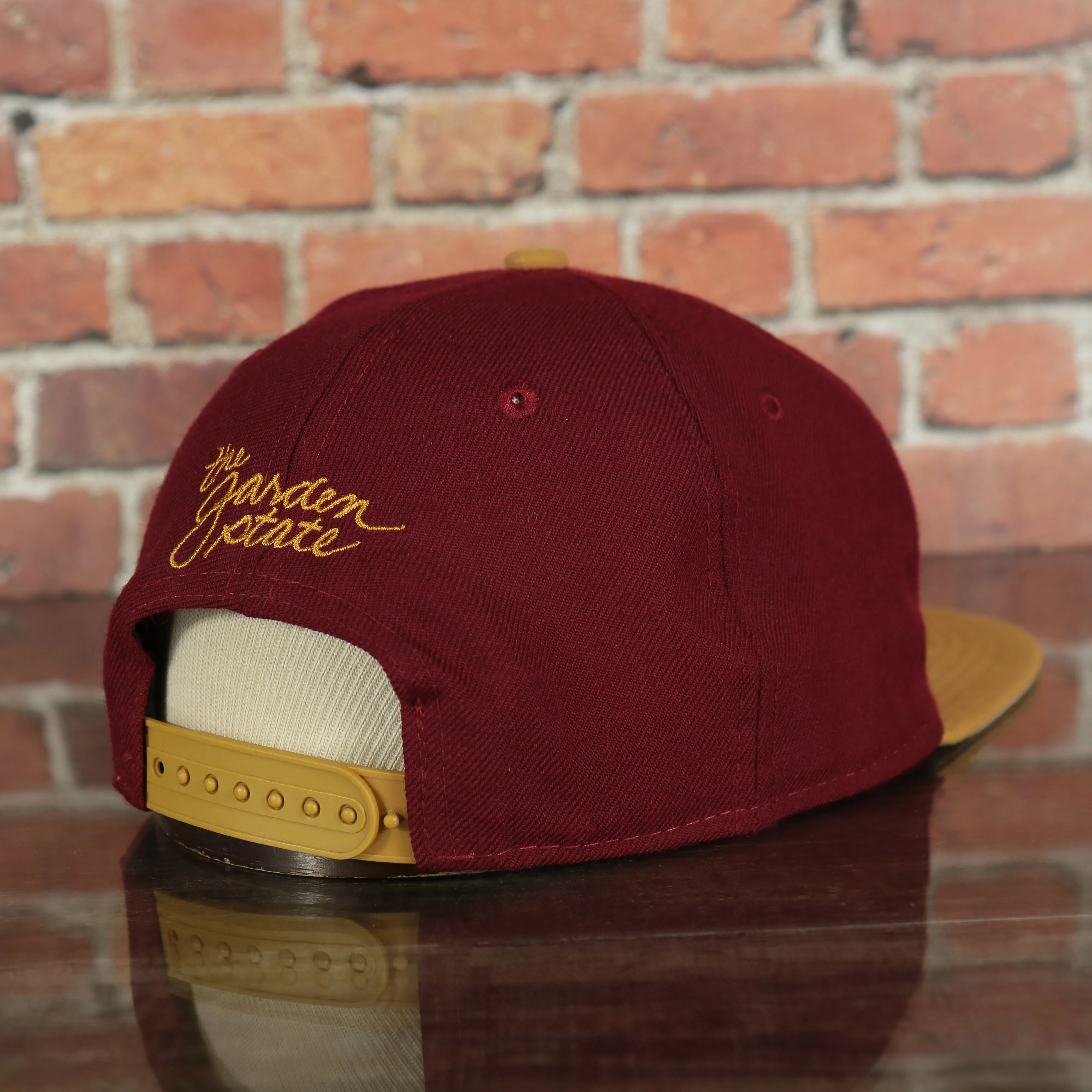 New Jersey NJ Hat | New Jersey Garden State 9Fifty Gray Bottom Snapback Hat | Maroon / Gold *DISCOLORED