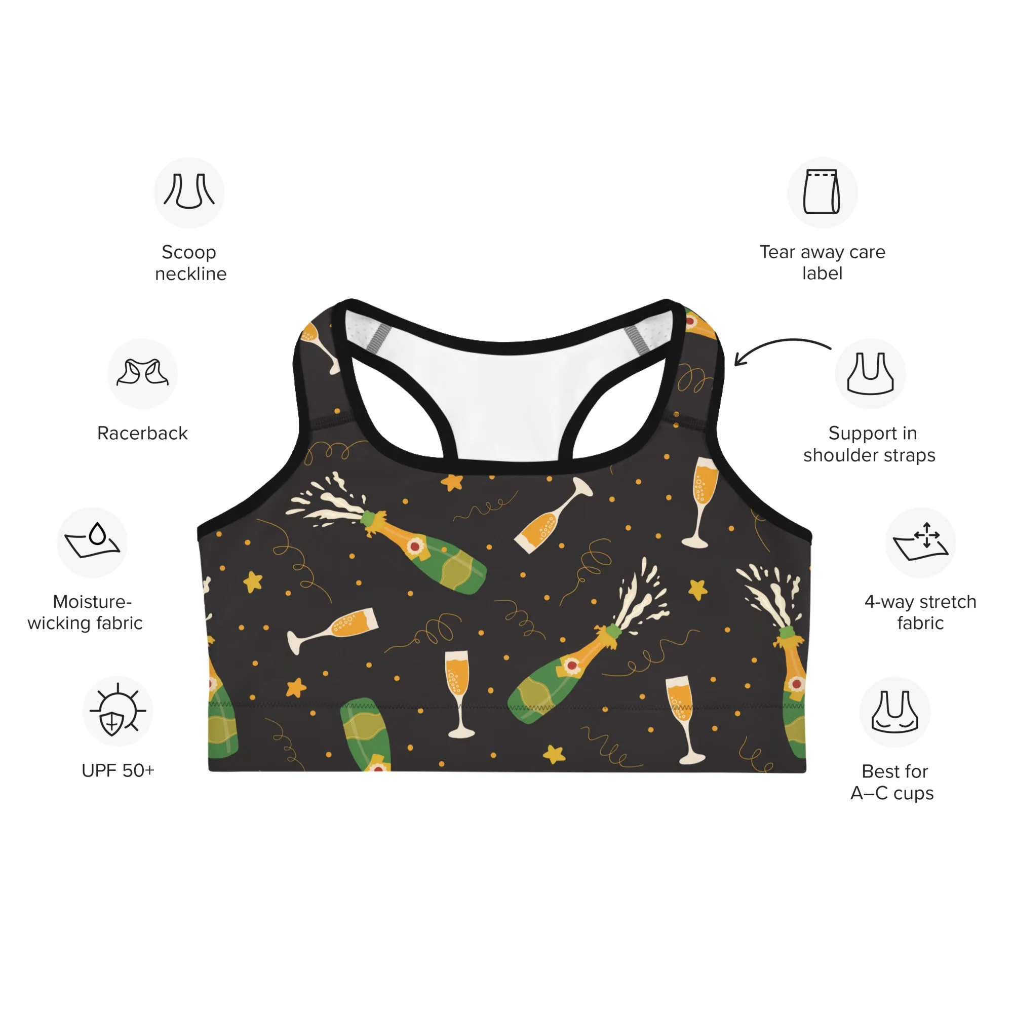 New Year's Toast Sports Bra