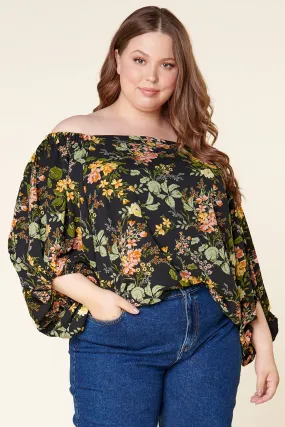 Night Bloom Off the Shoulder Balloon Sleeve Top Curve