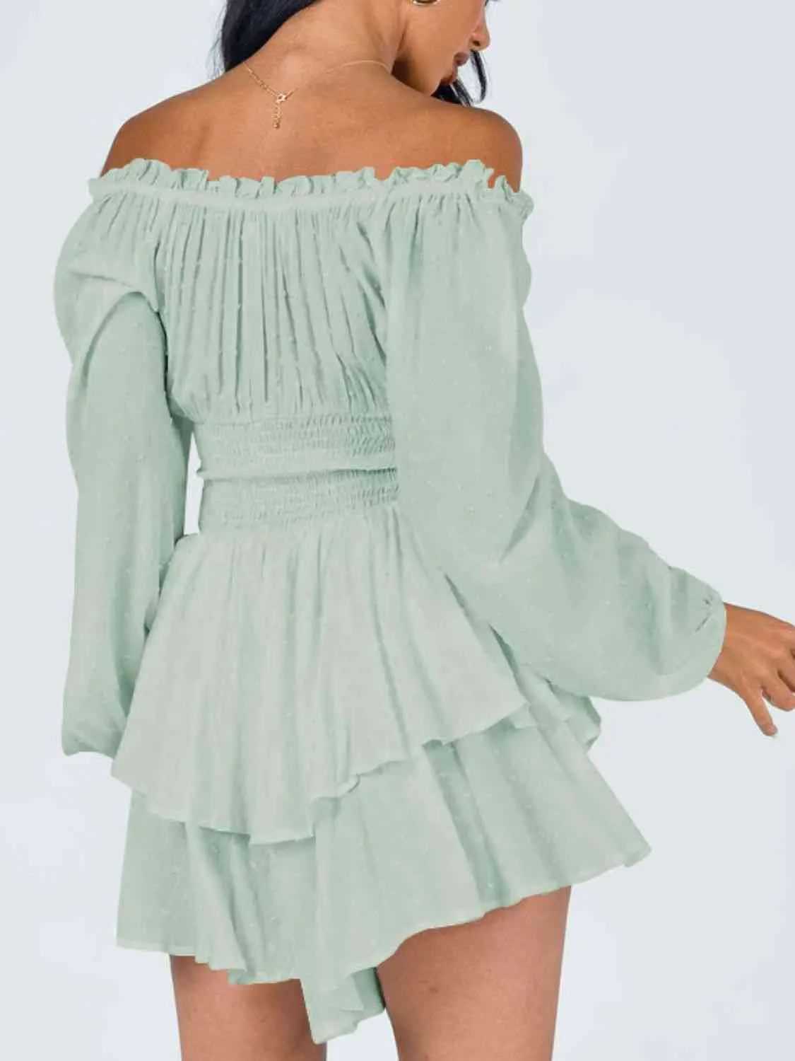 Off Shoulder Smocked Waist Romper