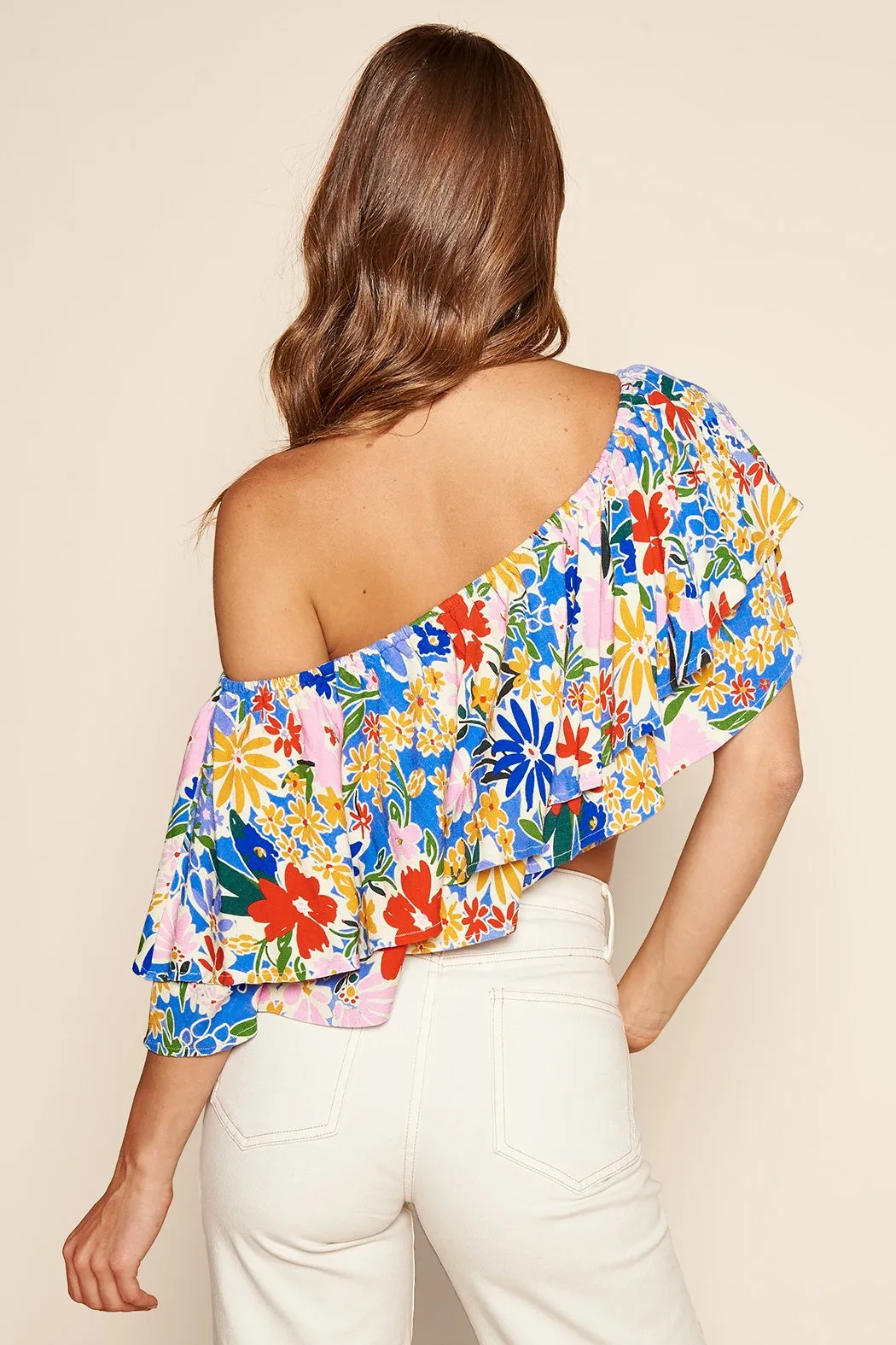 Ojai Floral Charmer One Shoulder Ruffle Top