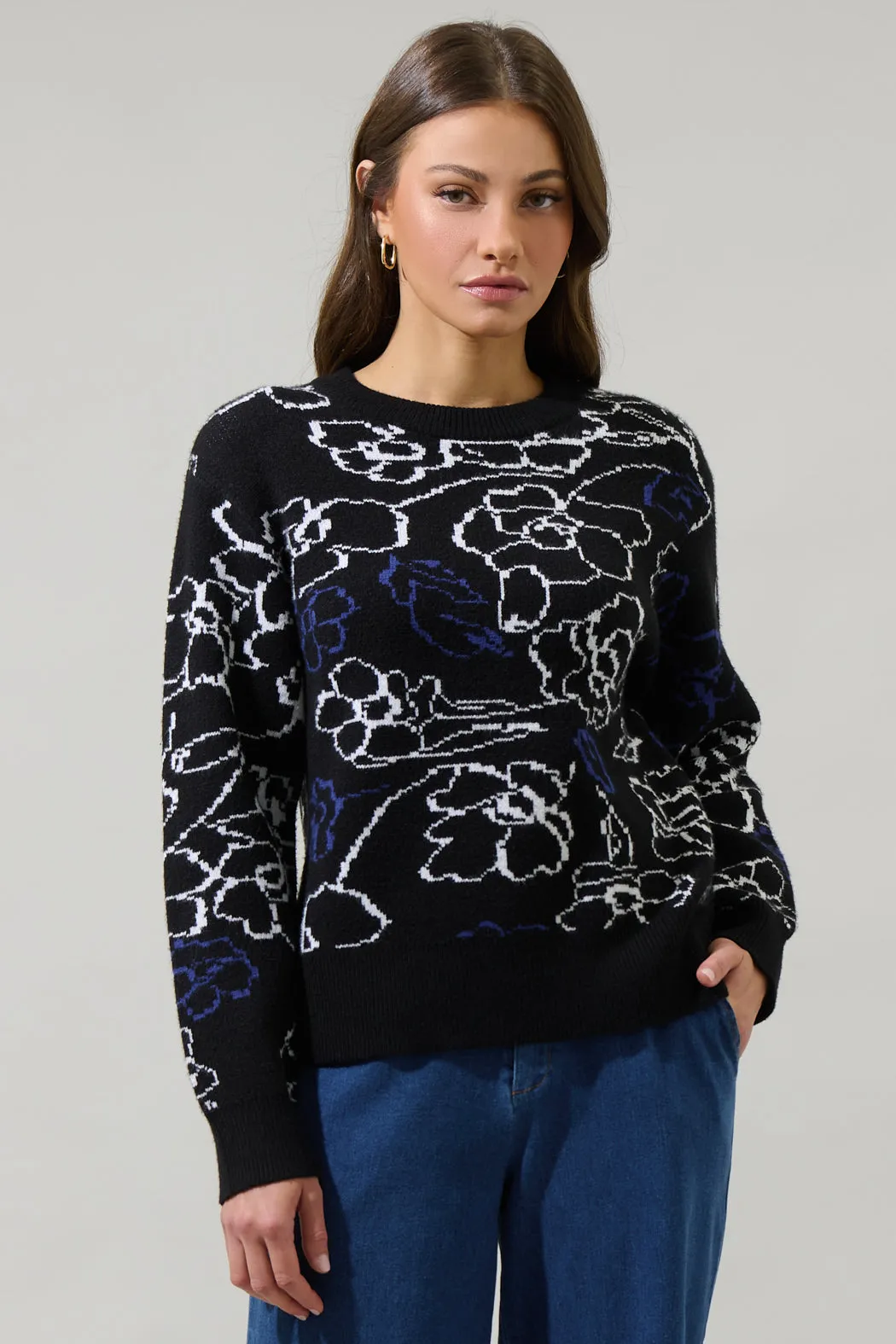 Perry Floral Dropped Shoulder Sweater