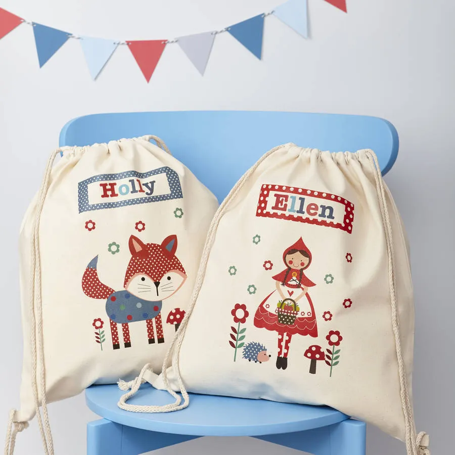 Personalised Playful Fox Cotton Nursery Bag