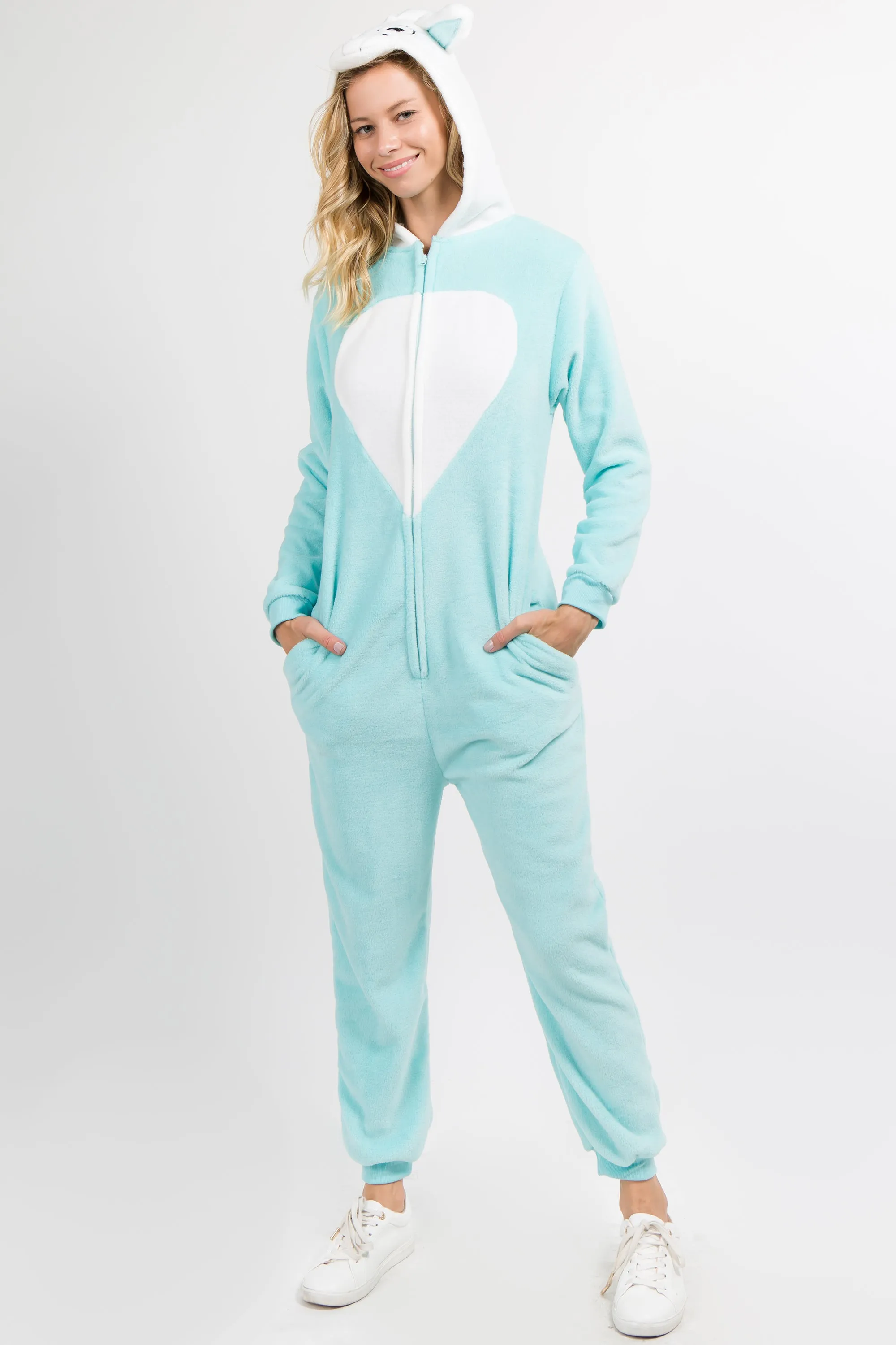 Plush Blue Unicorn Animal Onesie Pajama Costume