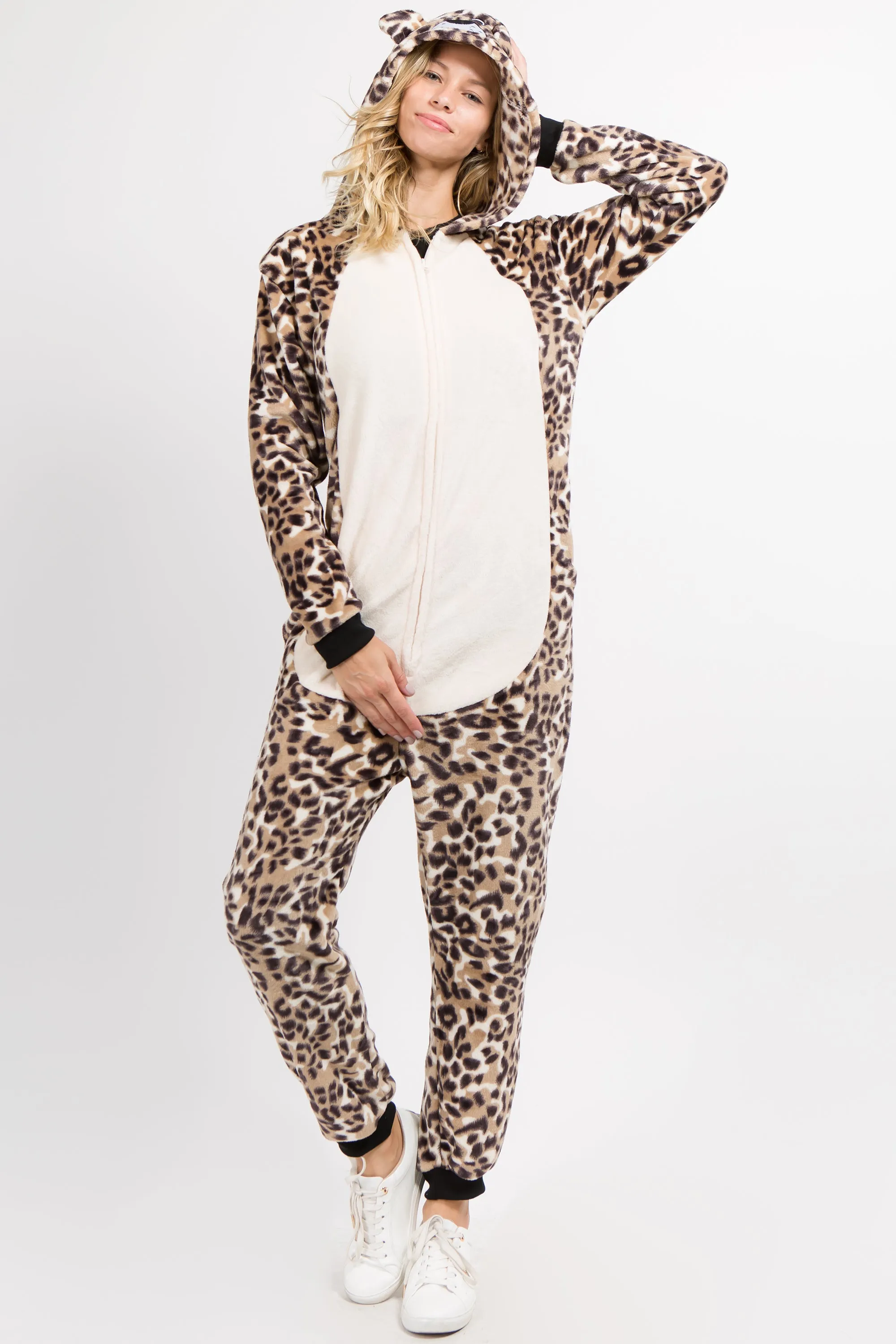 Plush Leopard Animal Onesie Pajama Costume