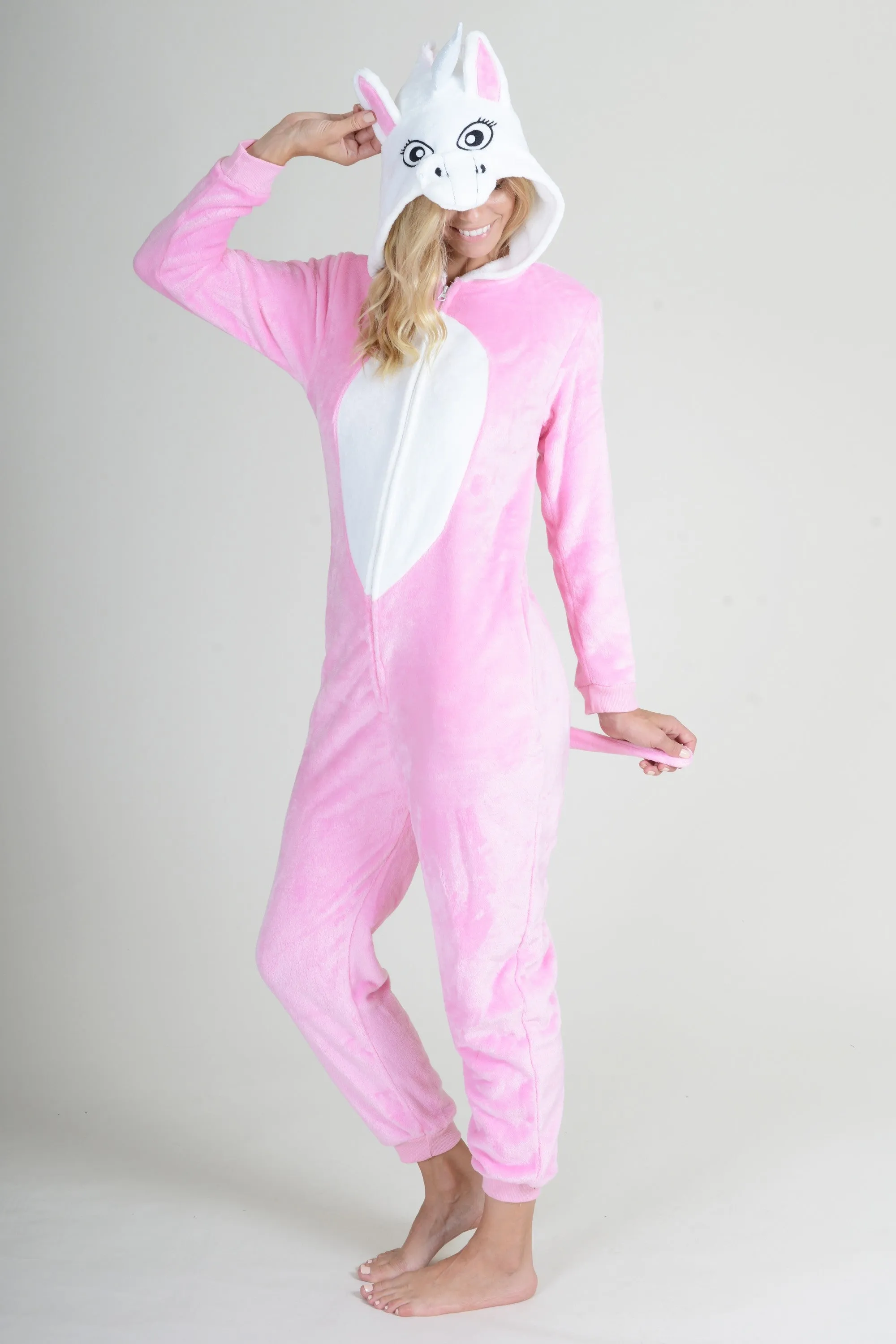 Plush Pink Unicorn Animal Onesie Pajama Costume