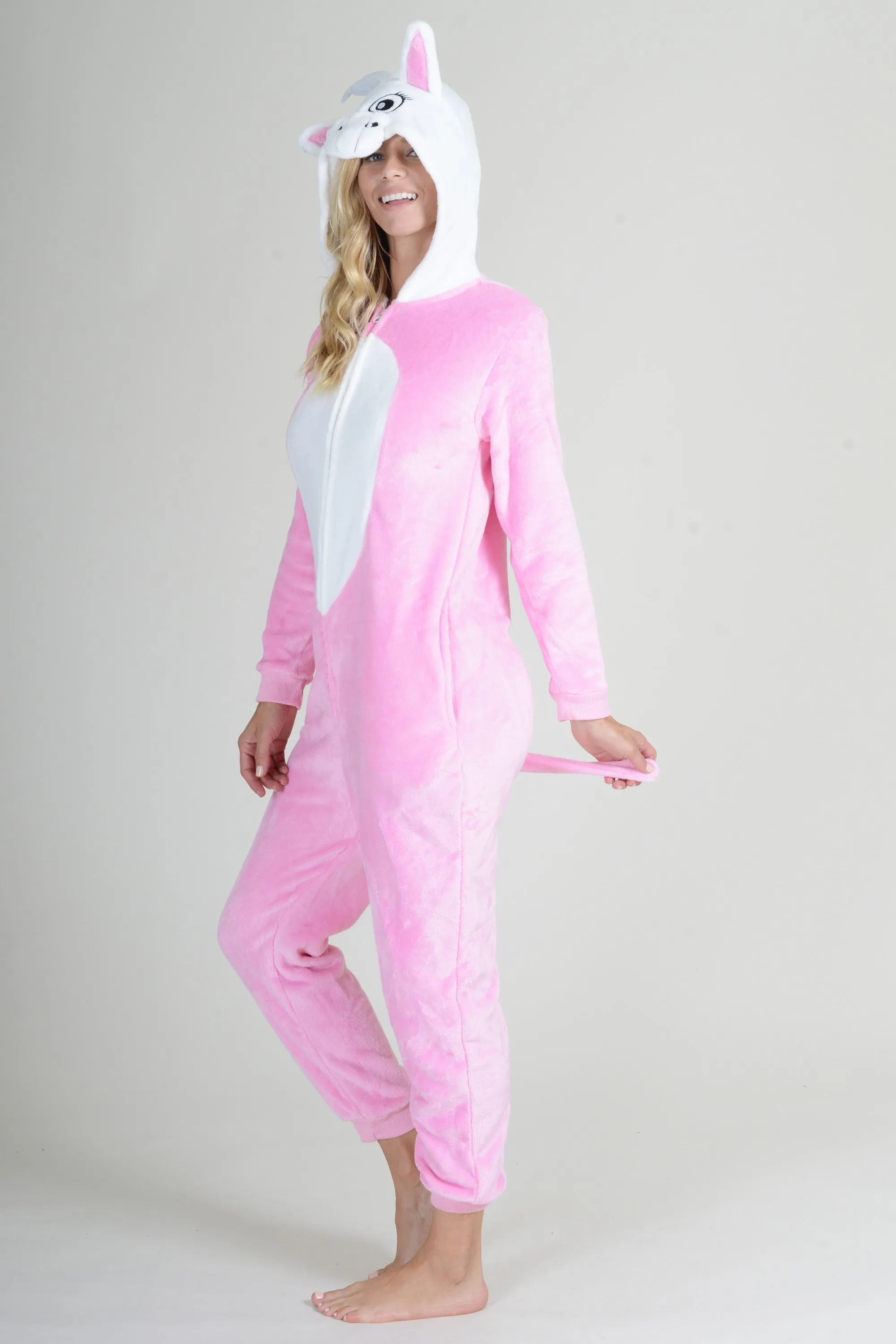 Plush Pink Unicorn Animal Onesie Pajama Costume