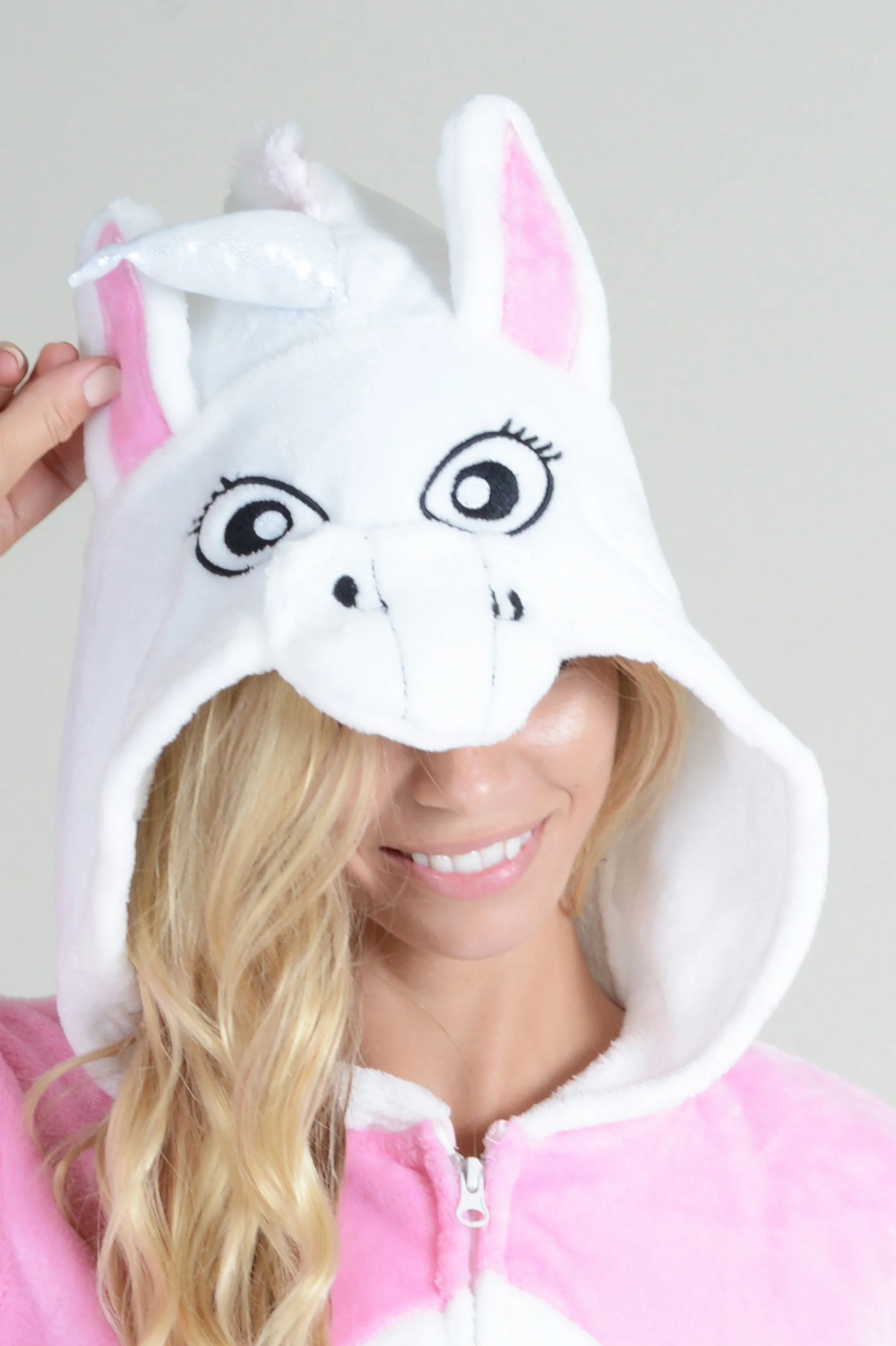 Plush Pink Unicorn Animal Onesie Pajama Costume