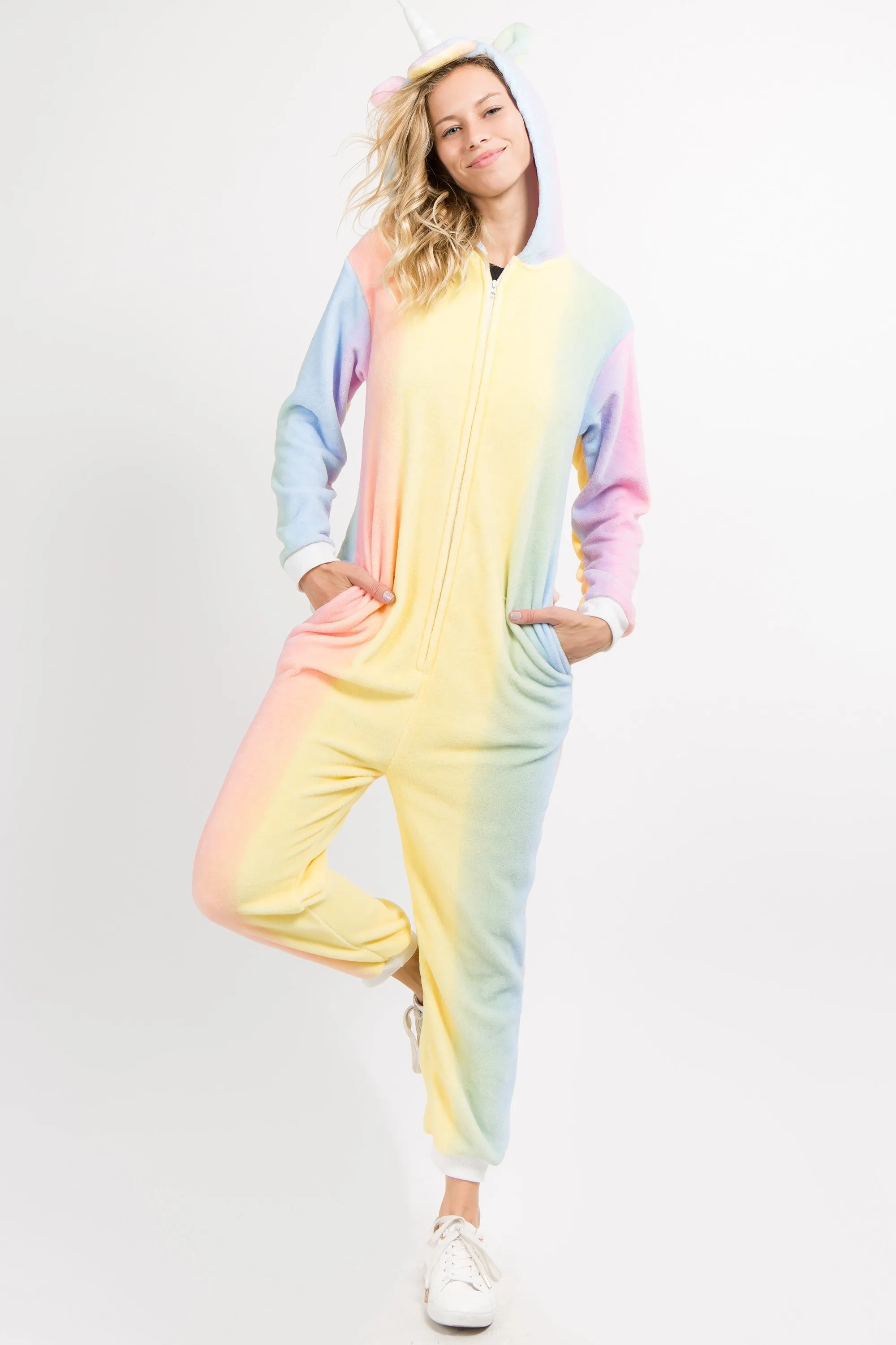 Plush Rainbow Unicorn Animal Onesie Pajama Costume