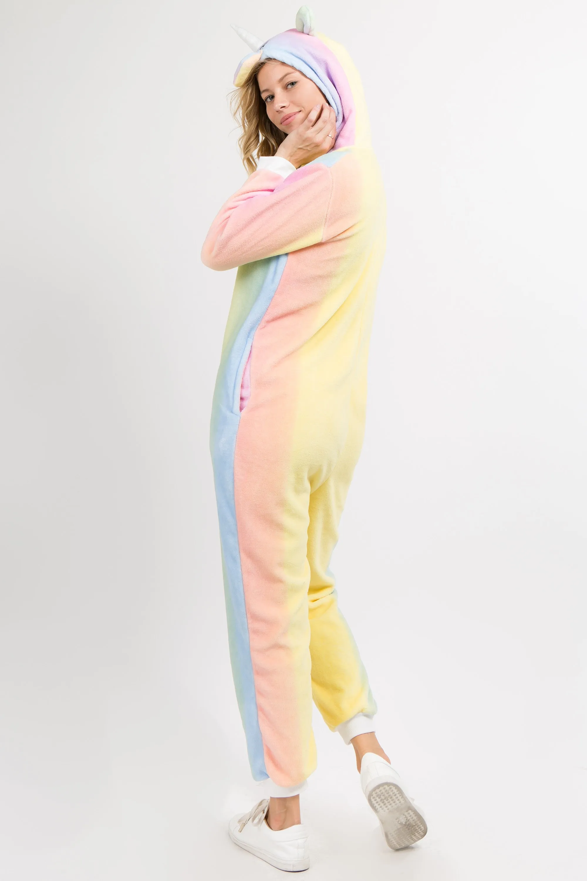 Plush Rainbow Unicorn Animal Onesie Pajama Costume