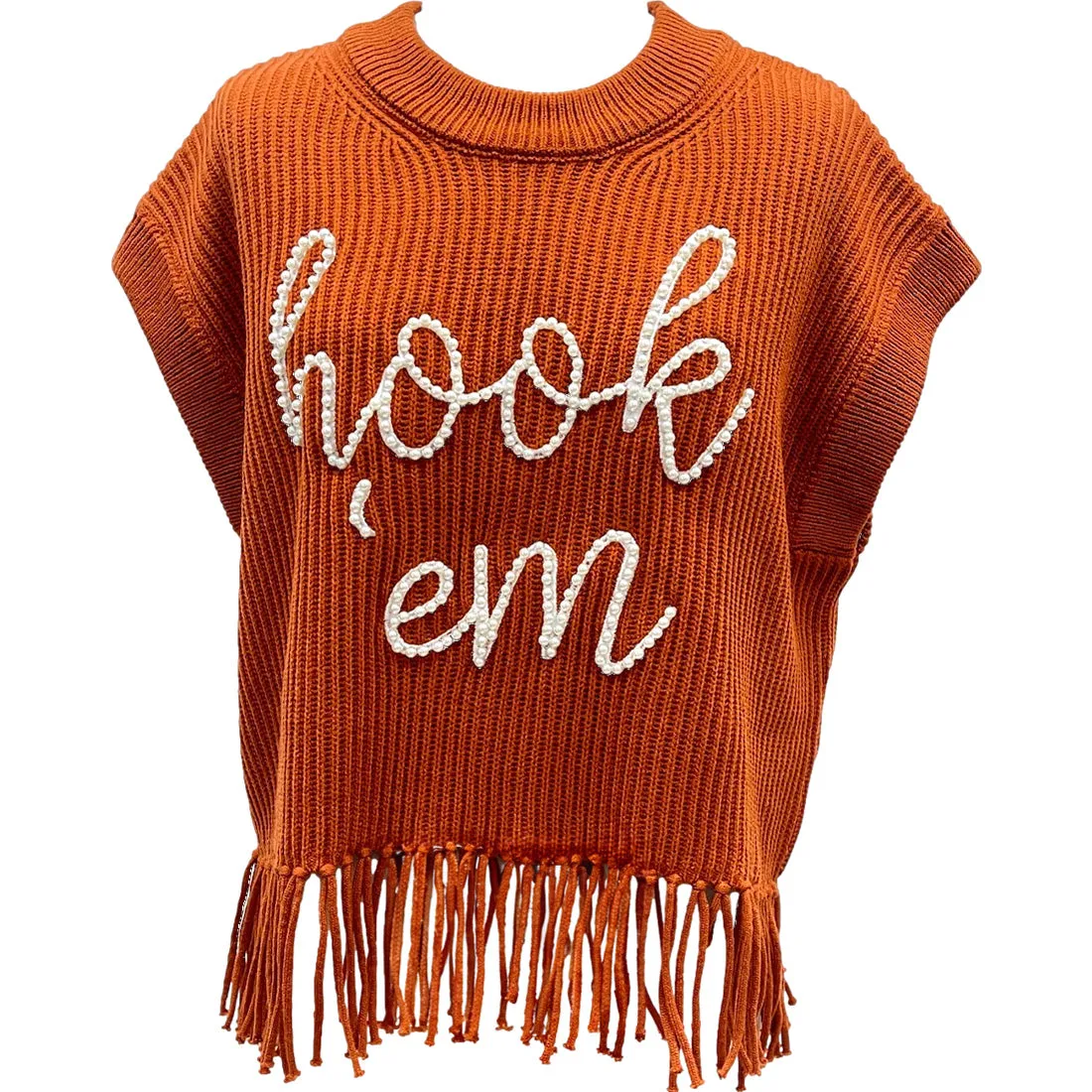 Queen of Sparkles Hook 'Em Fringe Sweater Vest - Women's