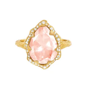 Queen Water Drop Morganite Ring with Full Pavé Halo