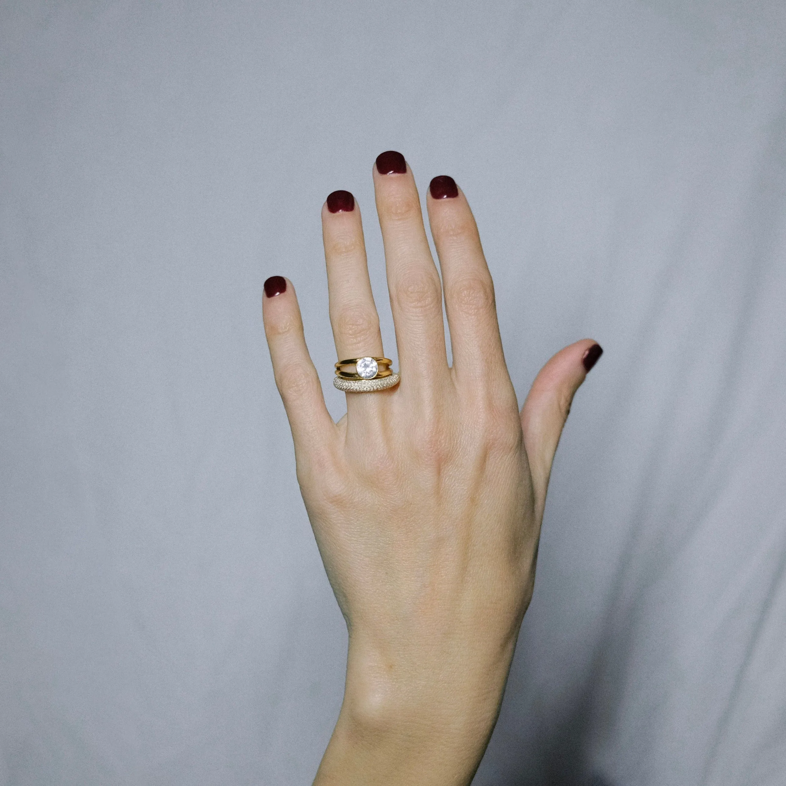 Rising Tusk Ring with Full White Pavé Diamonds