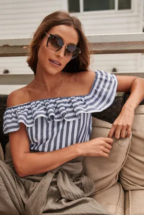 Sail Away Off the Shoulder Peplum Top