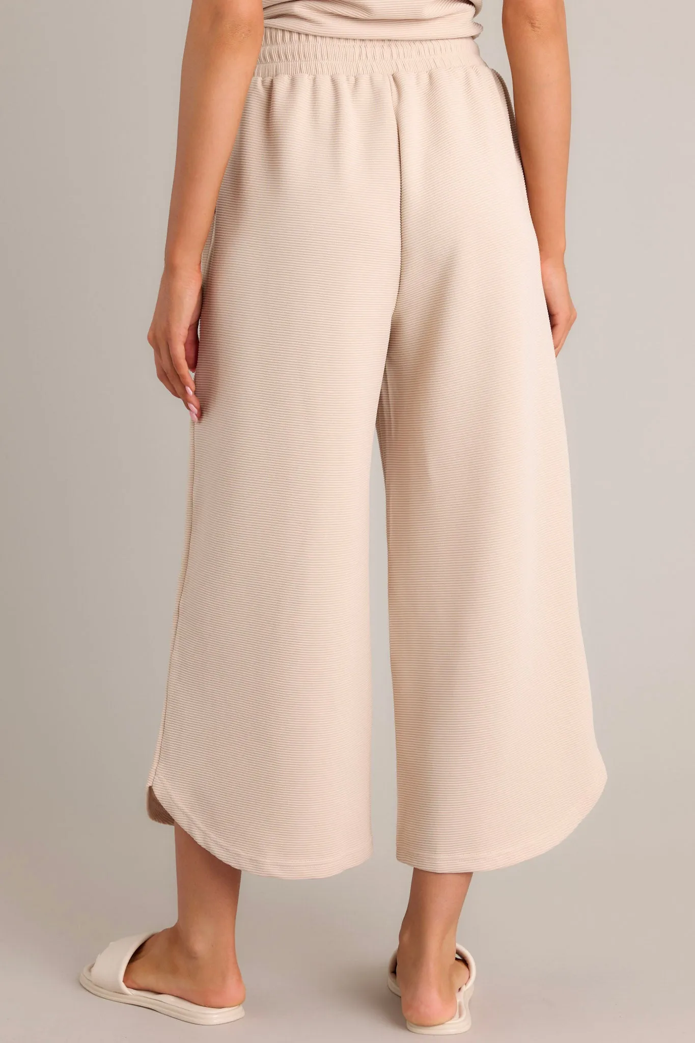 Sand Dune Tan Ribbed Wide Leg Pants