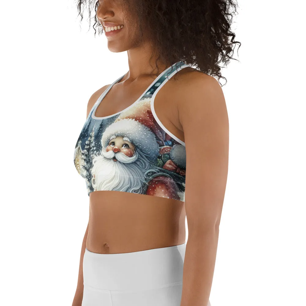 Santa's Cozy Cottage Sports Bra