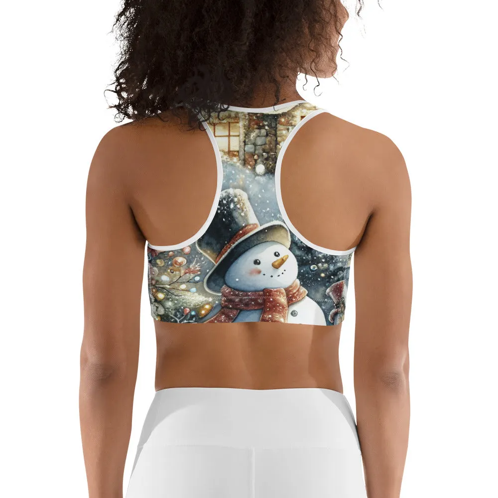 Santa's Cozy Cottage Sports Bra