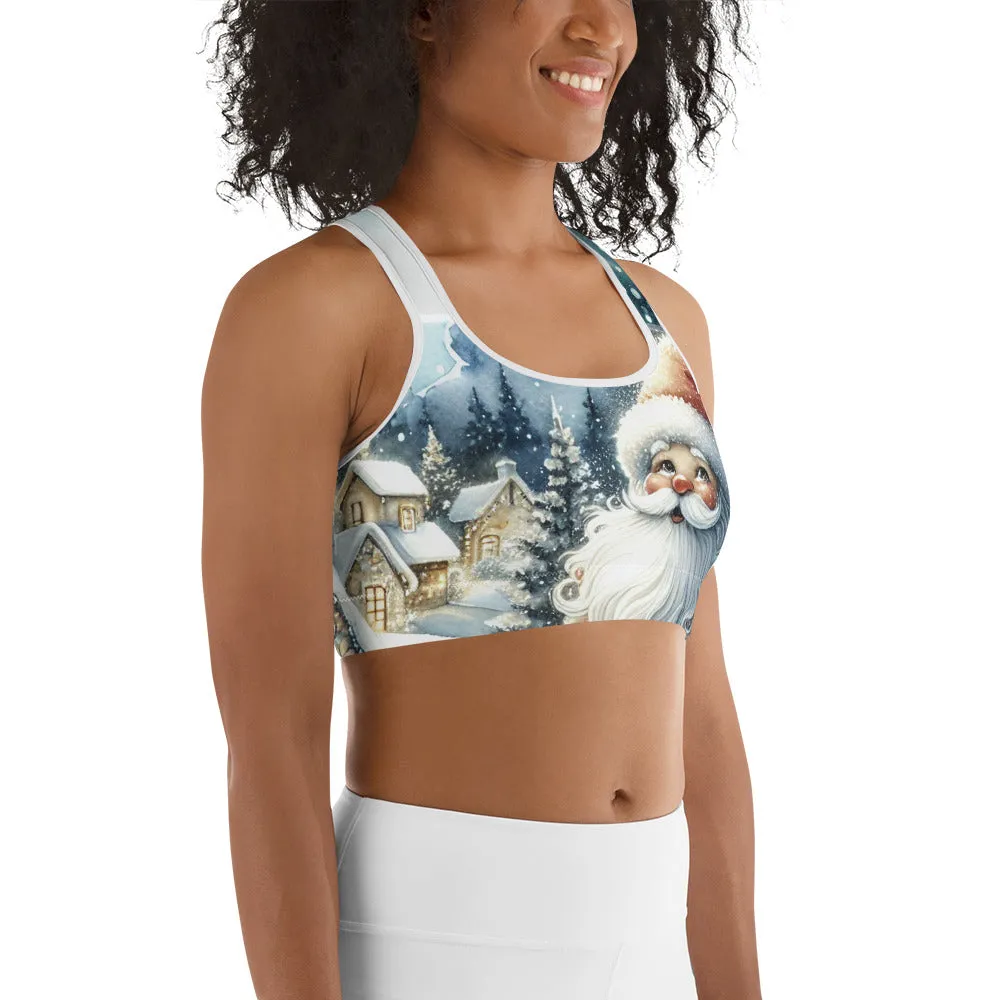 Santa's Cozy Cottage Sports Bra