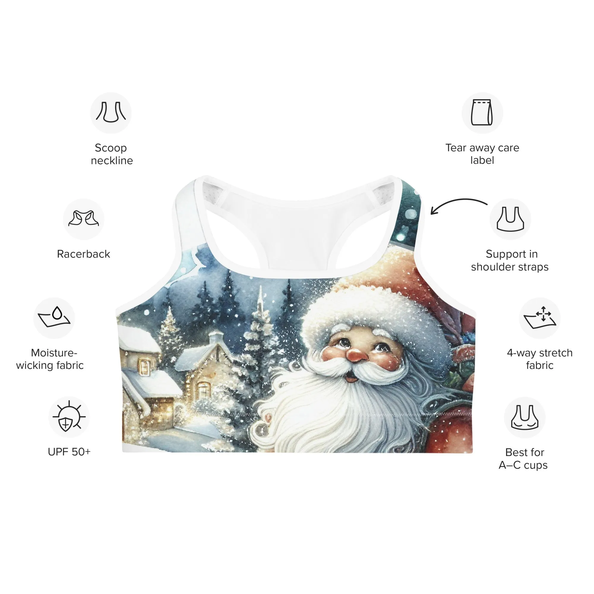 Santa's Cozy Cottage Sports Bra