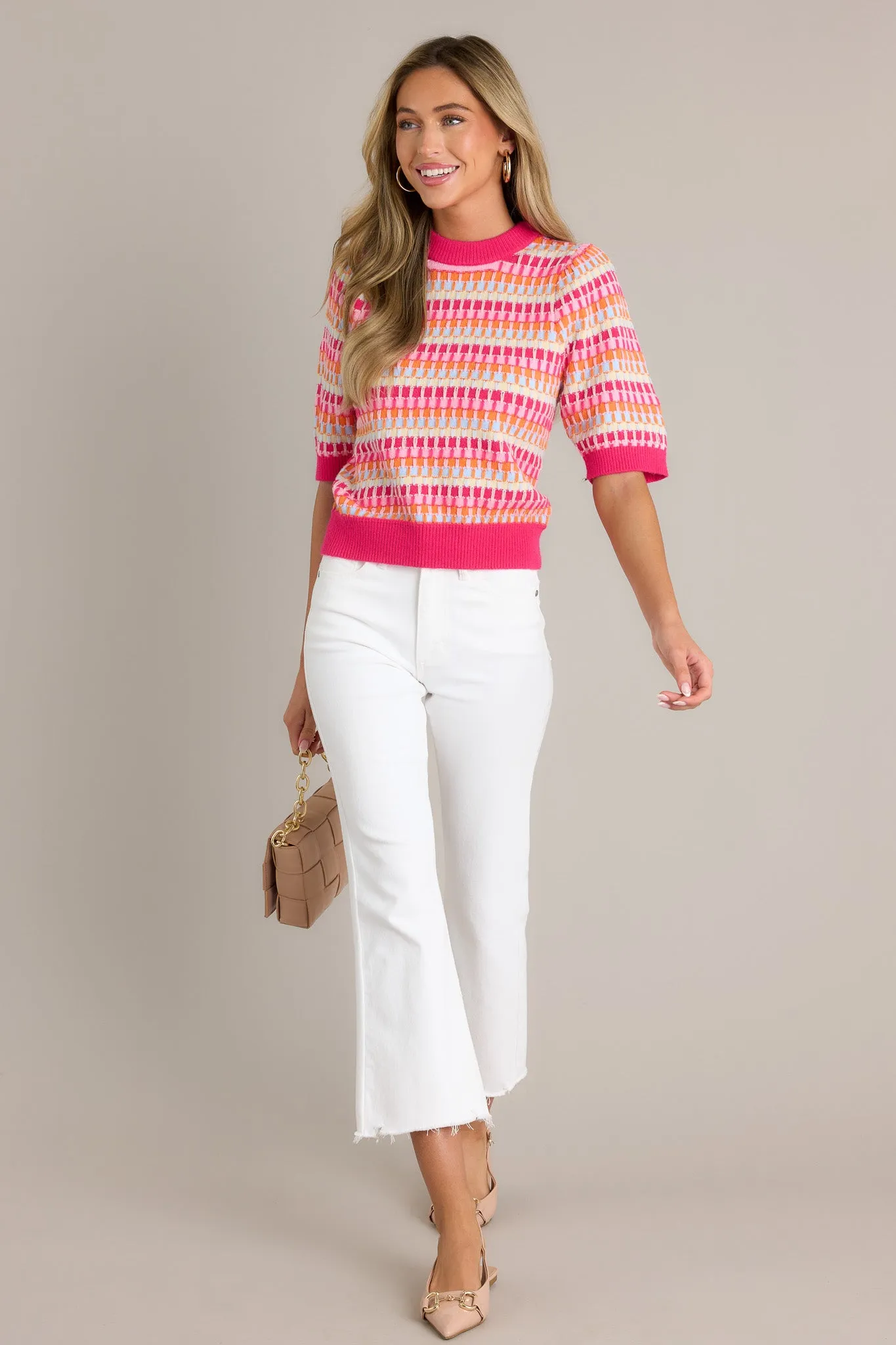 Spread Positivity Pink Stripe Sweater Top