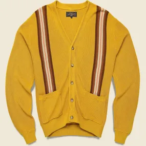 Striped Jacquard Cardigan - Mustard/Brown/Multi