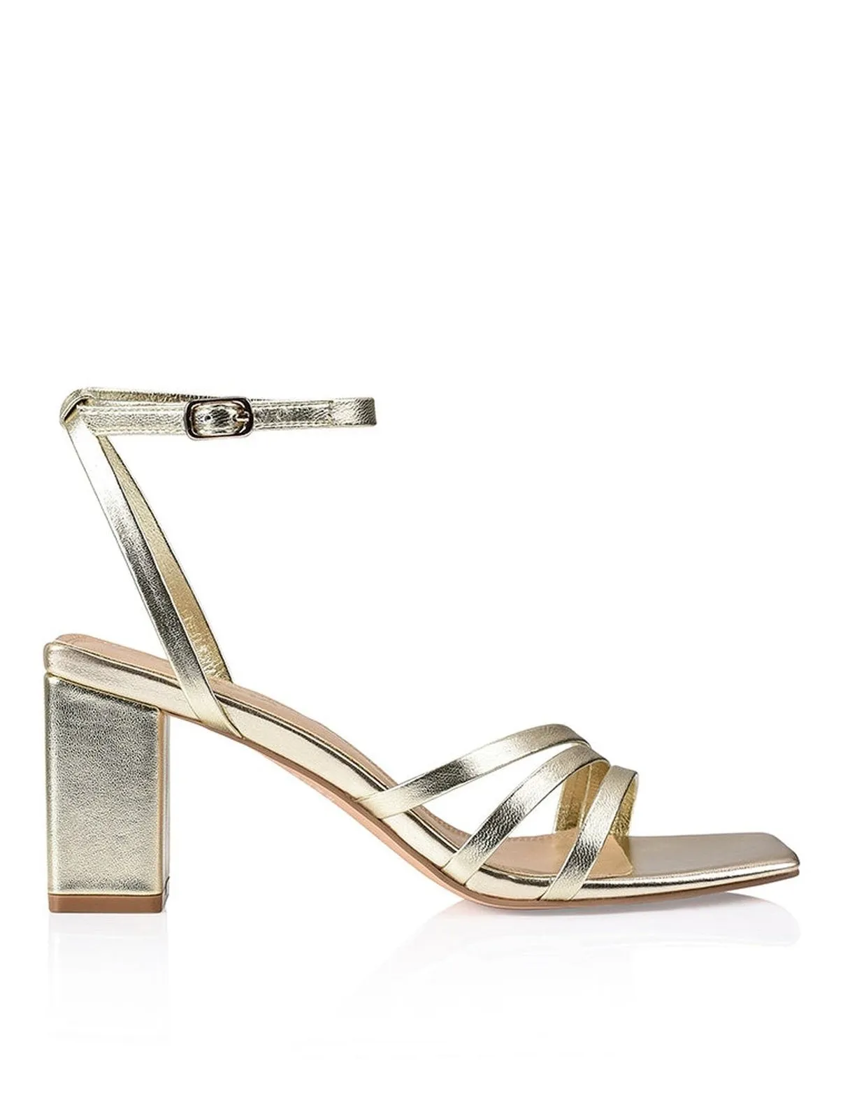 Tessie Block Heel Sandals - Soft Gold Metallic