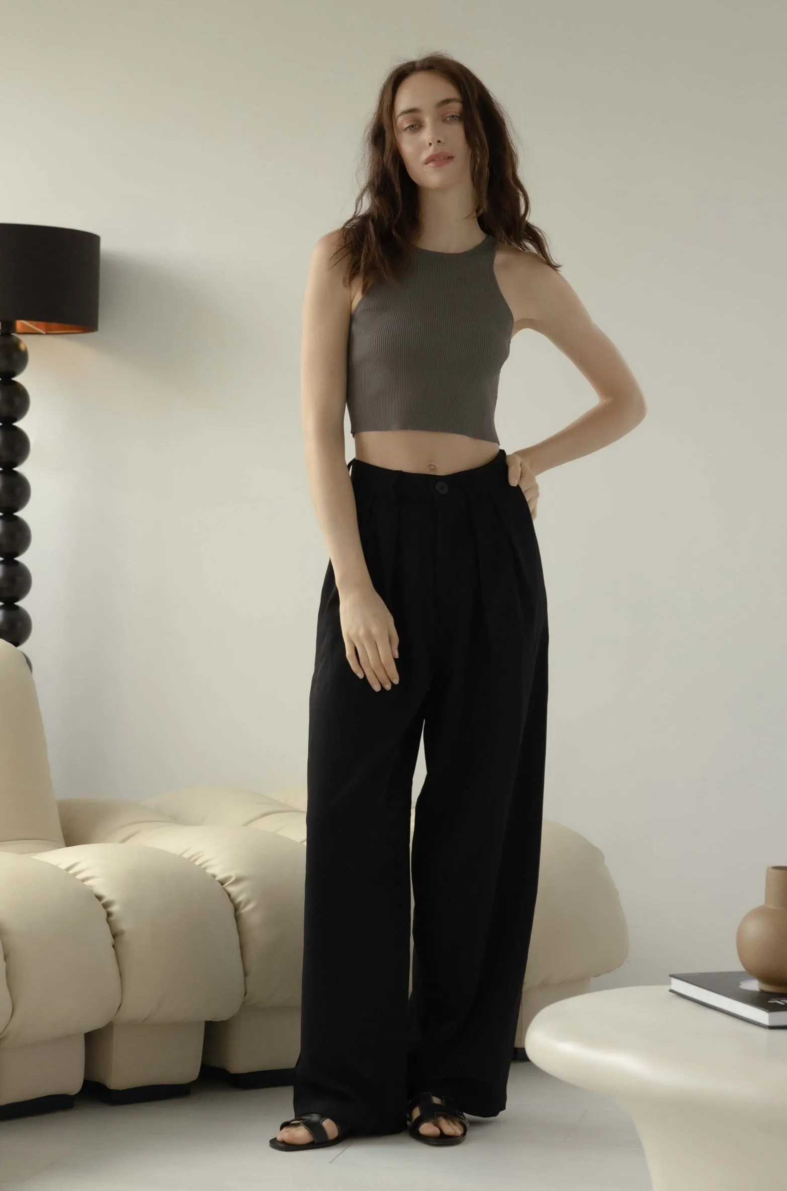 The comfiest mid waist pants in black