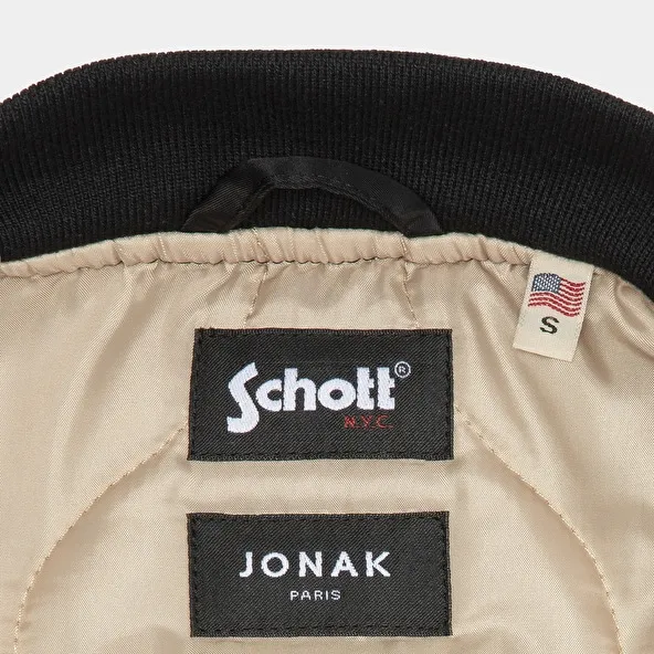 The Jonak Bomber - Jonak x Schott in black nylon