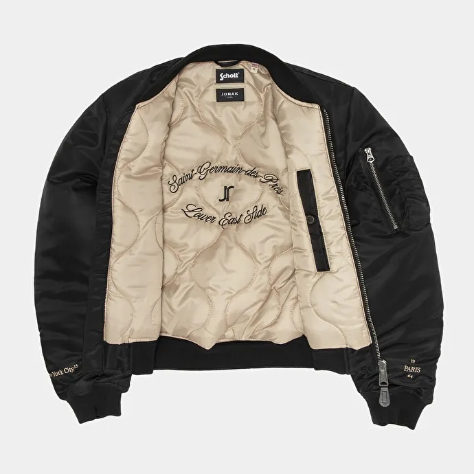 The Jonak Bomber - Jonak x Schott in black nylon