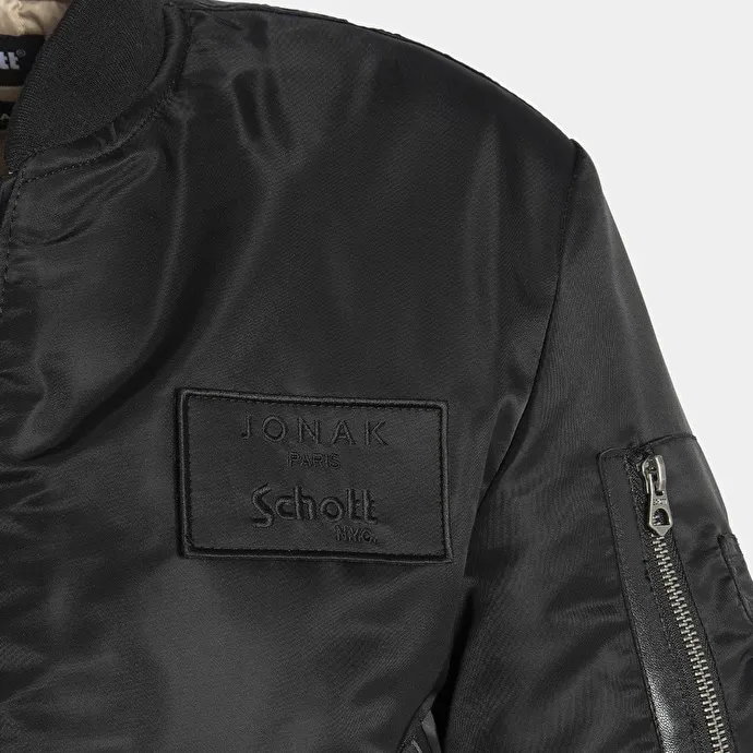 The Jonak Bomber - Jonak x Schott in black nylon