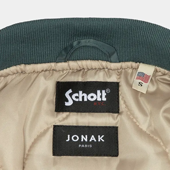 The Jonak Bomber - Jonak x Schott in green nylon