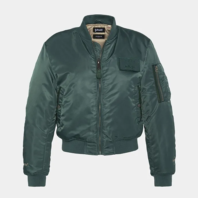 The Jonak Bomber - Jonak x Schott in green nylon