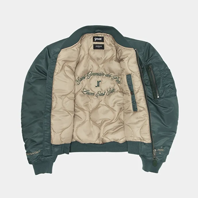 The Jonak Bomber - Jonak x Schott in green nylon