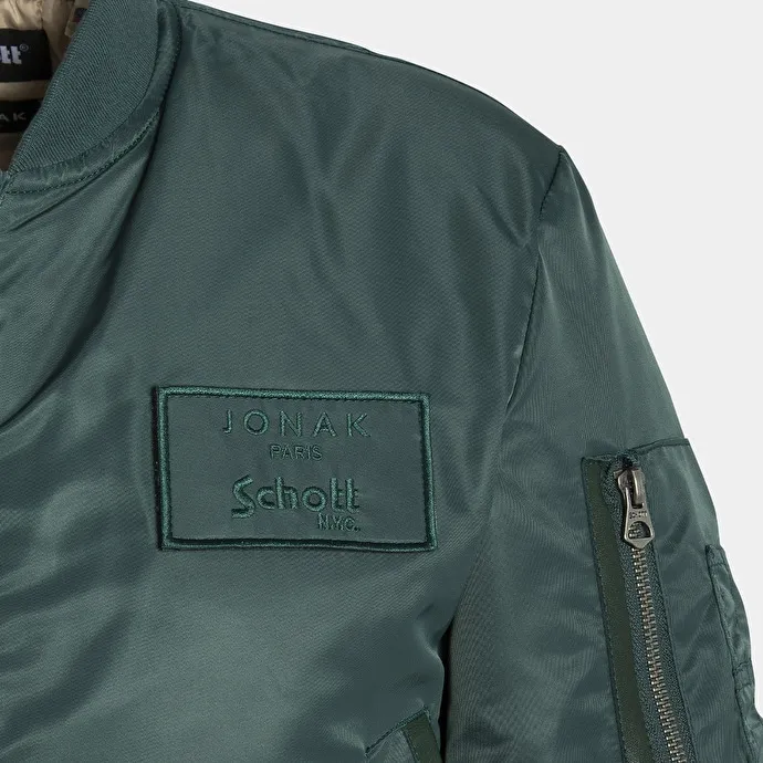 The Jonak Bomber - Jonak x Schott in green nylon