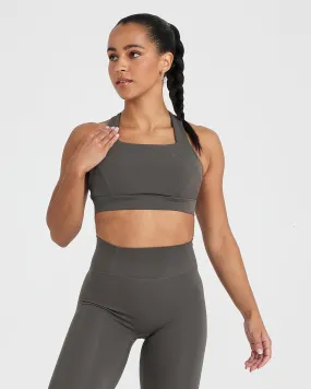 Timeless Wide Strap Sports Bra | Deep Taupe