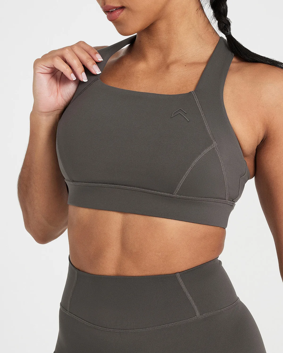 Timeless Wide Strap Sports Bra | Deep Taupe