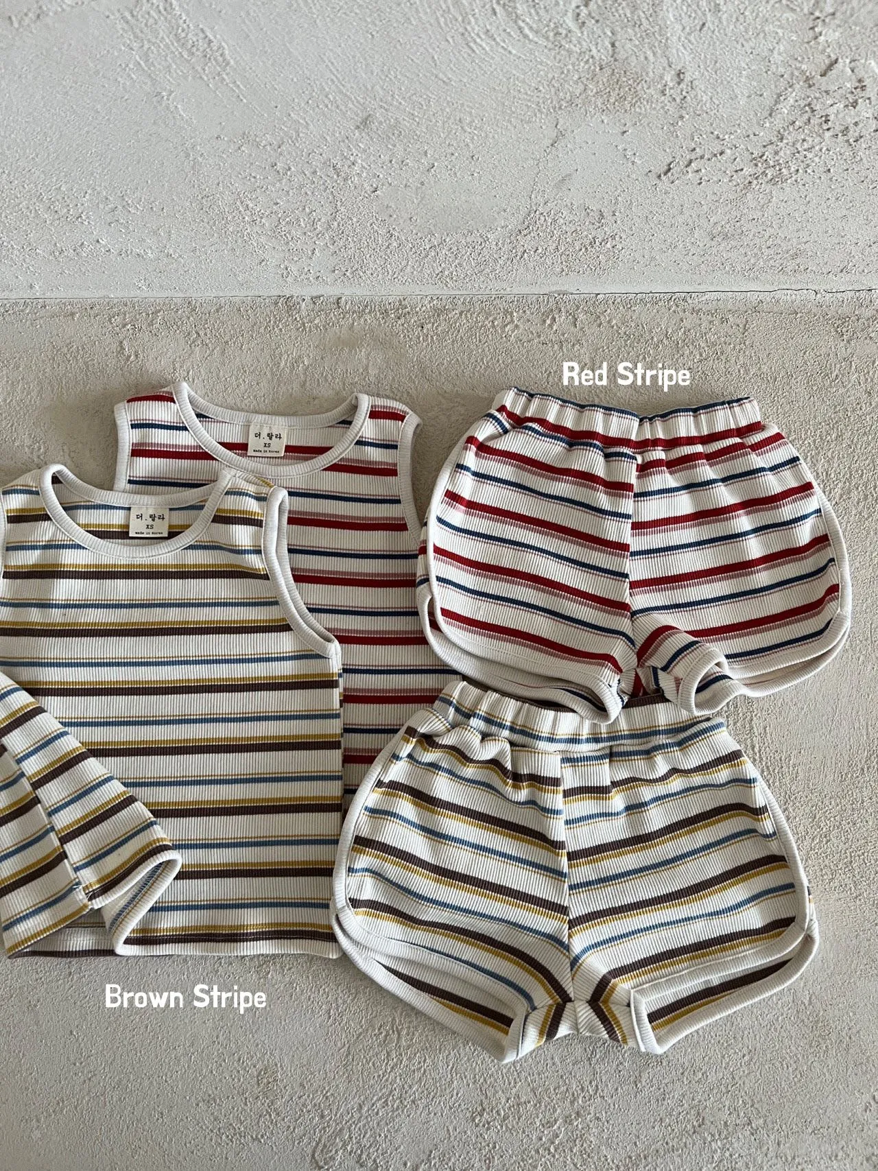 Toddler Lala Multi-Stripe Ribbed Tank Top and Shorts Set (1-6y) - 2 Colors