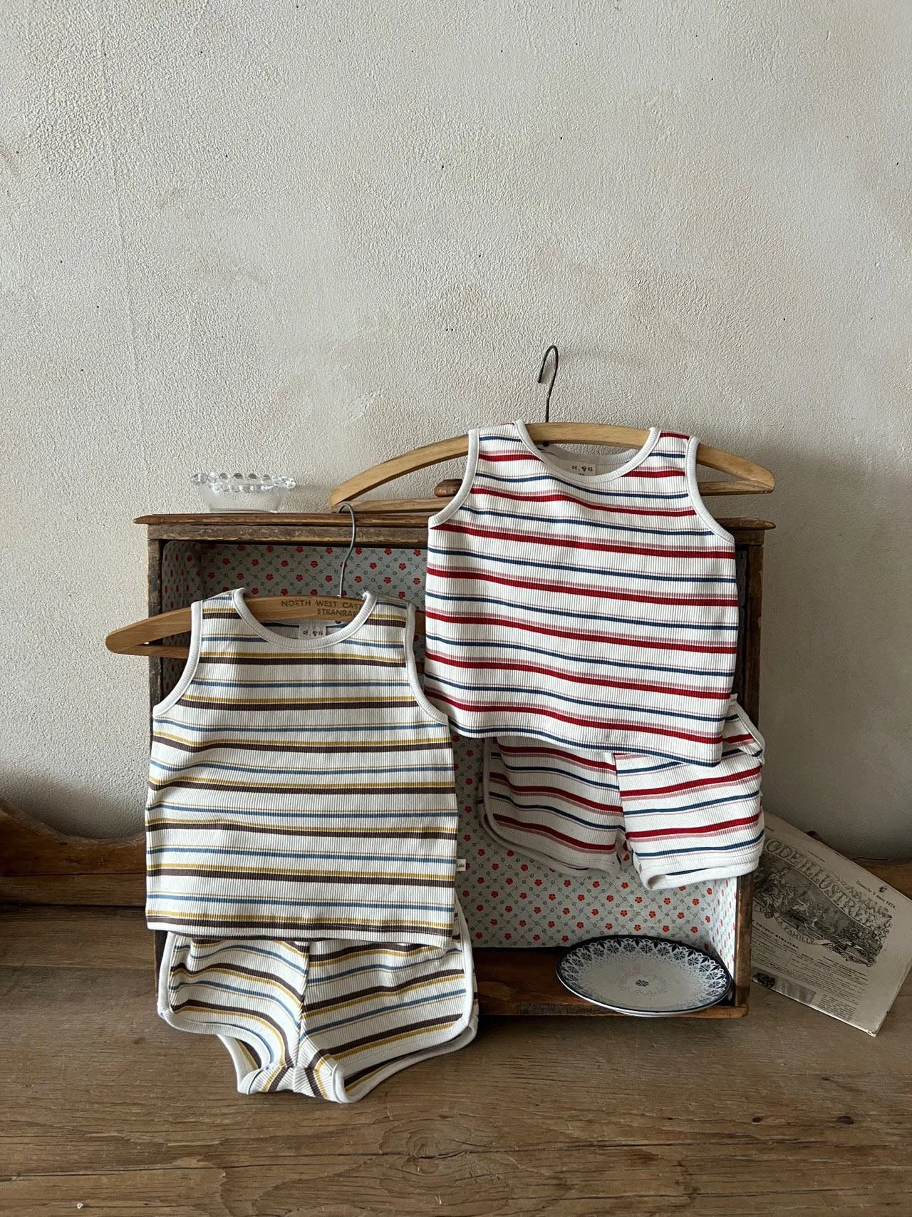 Toddler Lala Multi-Stripe Ribbed Tank Top and Shorts Set (1-6y) - 2 Colors