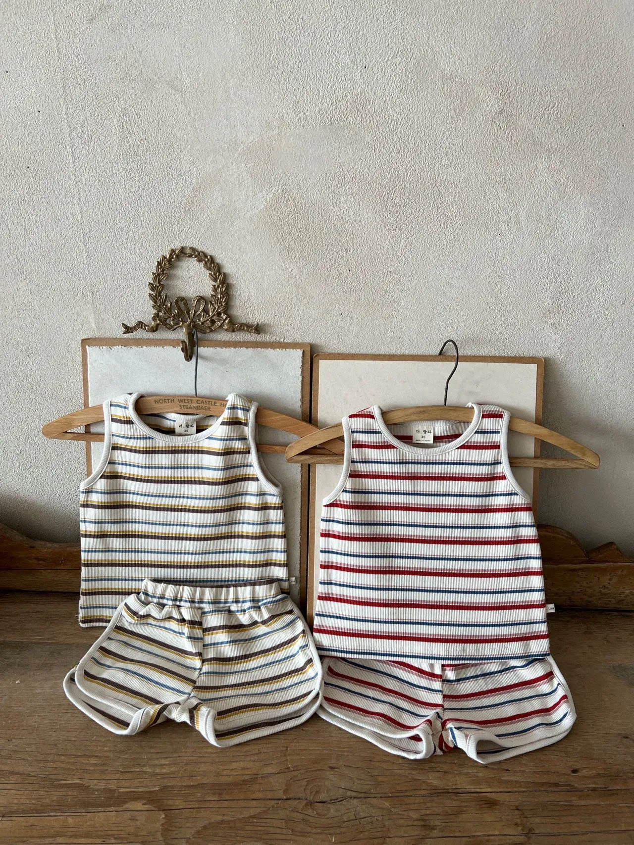 Toddler Lala Multi-Stripe Ribbed Tank Top and Shorts Set (1-6y) - 2 Colors