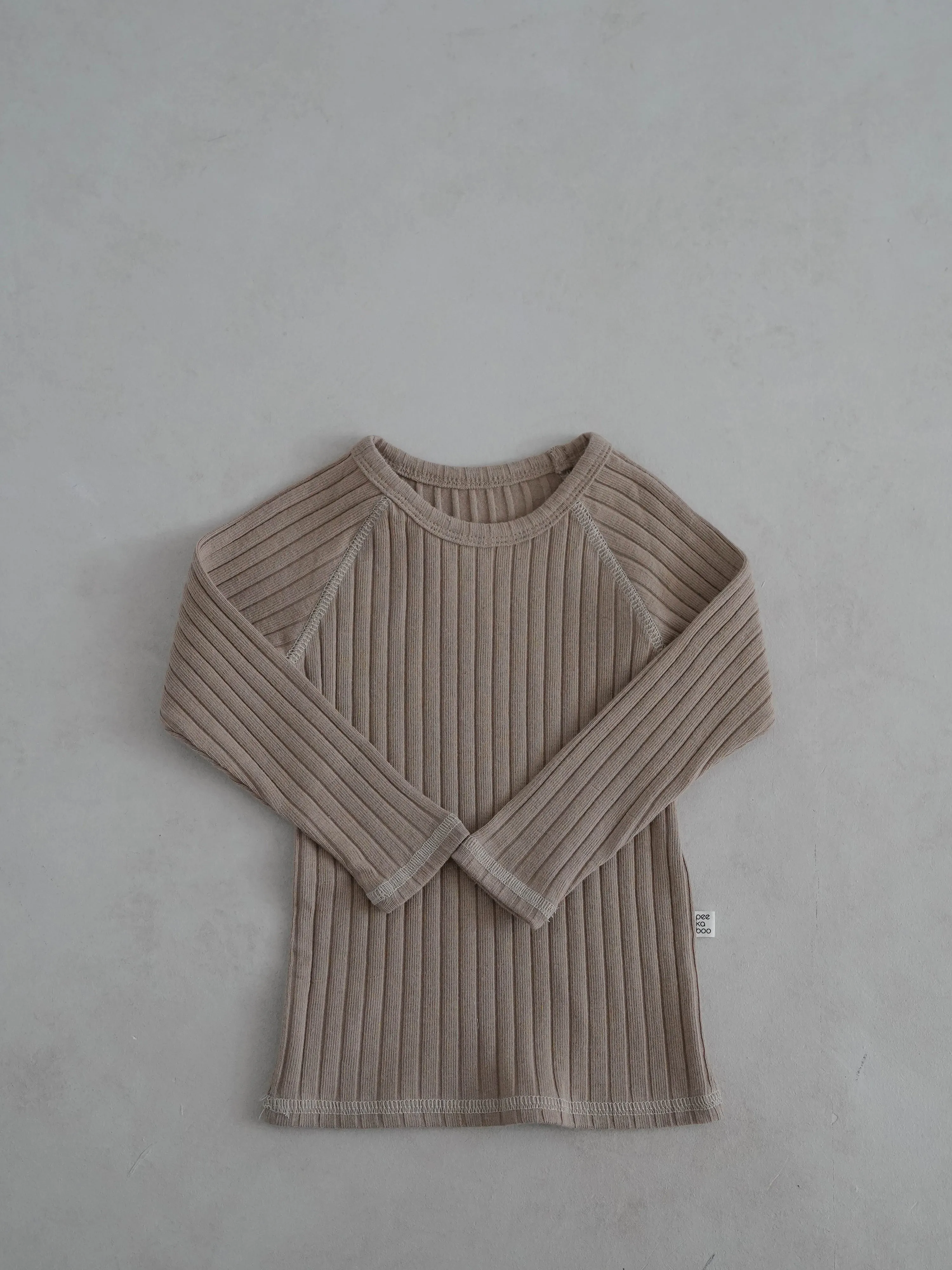 Toddler Stitch Detail Ribbed Top and Pants Set  (1-6y)- Beige